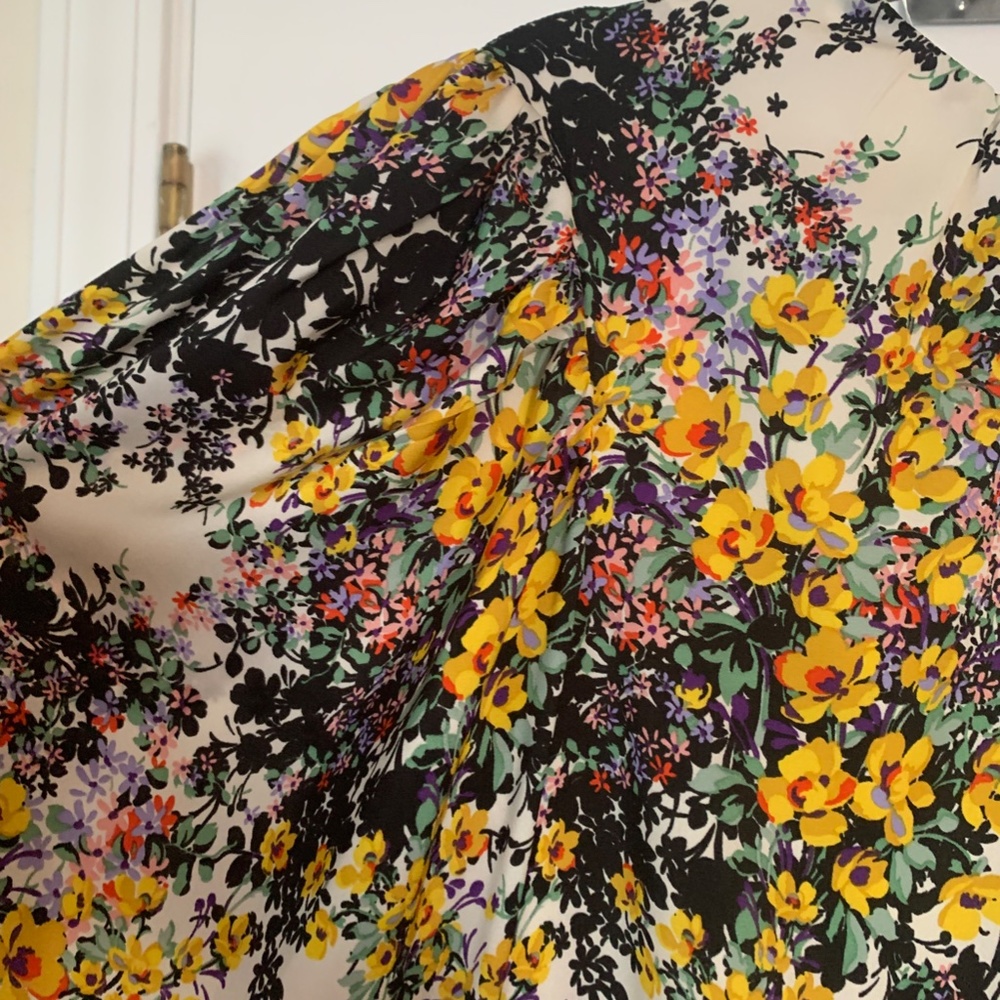NWT Topshop Floral Long Sleeve Midi Dress 12 - Picture 8 of 11